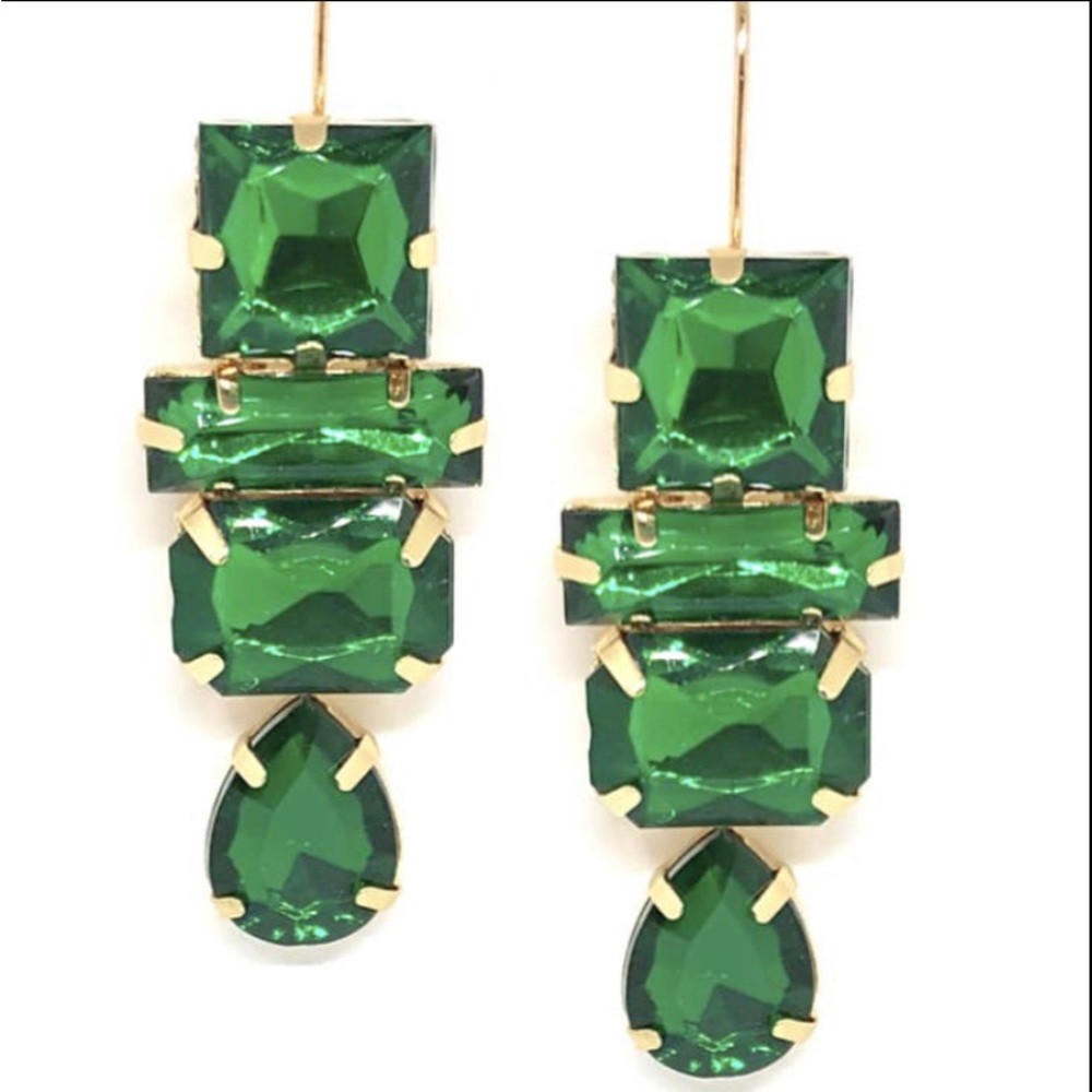 NWT Deco Gem Drop Earring in Green